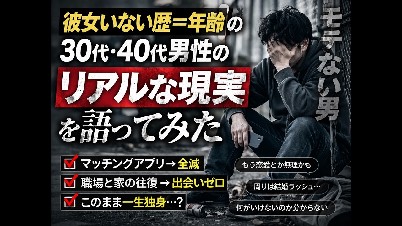 彼女いない歴＝年齢の30代、40代男性の過酷な現実を本気で考えてみる