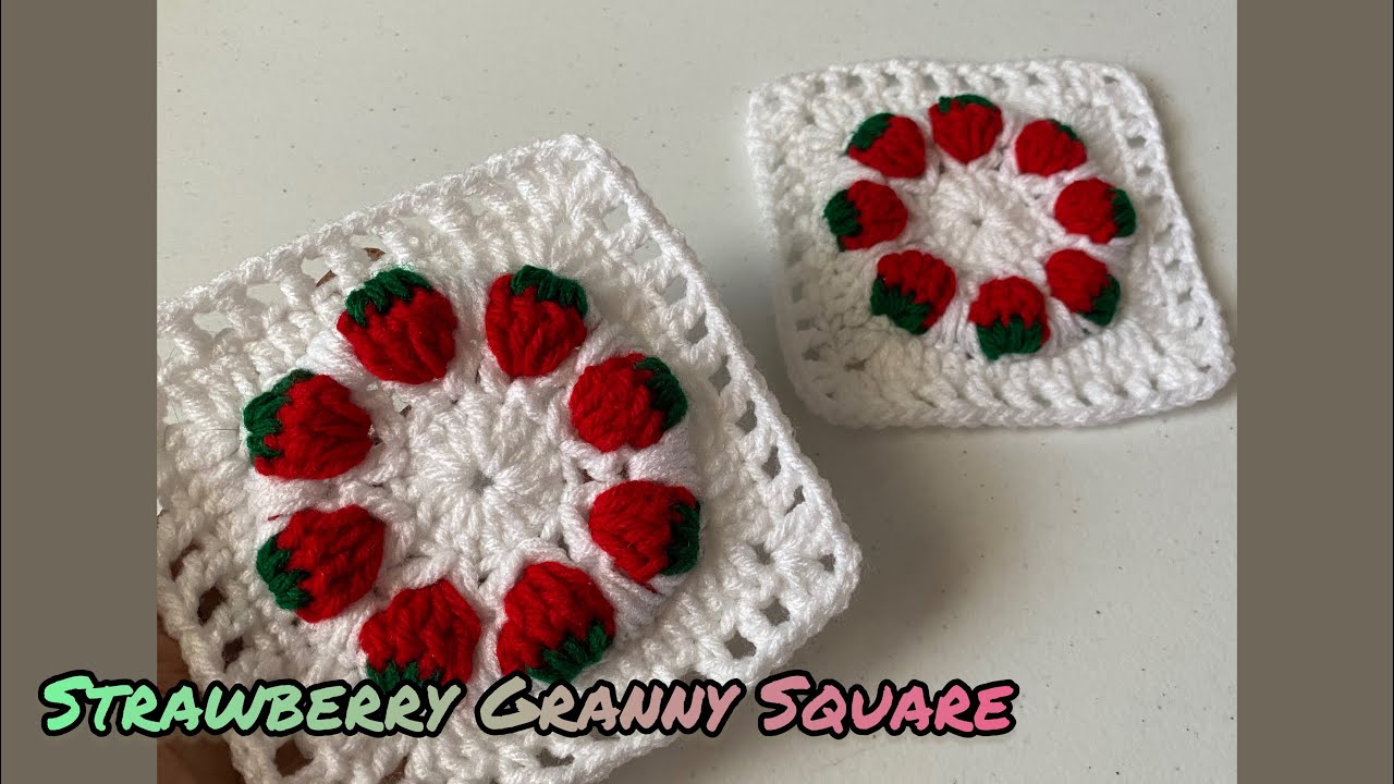 Crochet Strawberry Granny Square Tutorial