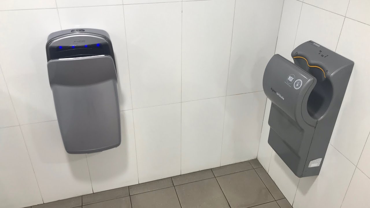 Dyson Airblade AB04 and a Broken World Dryer VMAX Hand Dryer at Manuka Public Toilet, ACT