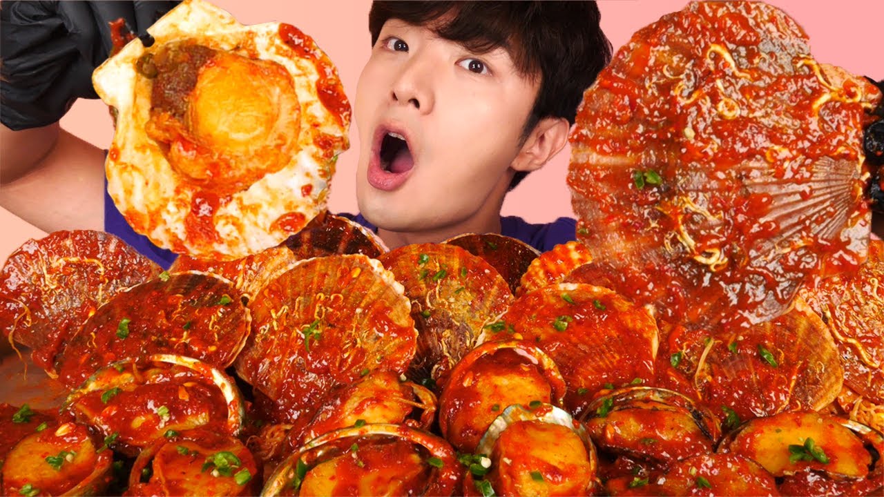 RUS SUB)Сплошная Корабль Дж Еда Mukbang🔥Spicy Abalone Scallops Korean ASMR 후니 Hoony Eatingsound
