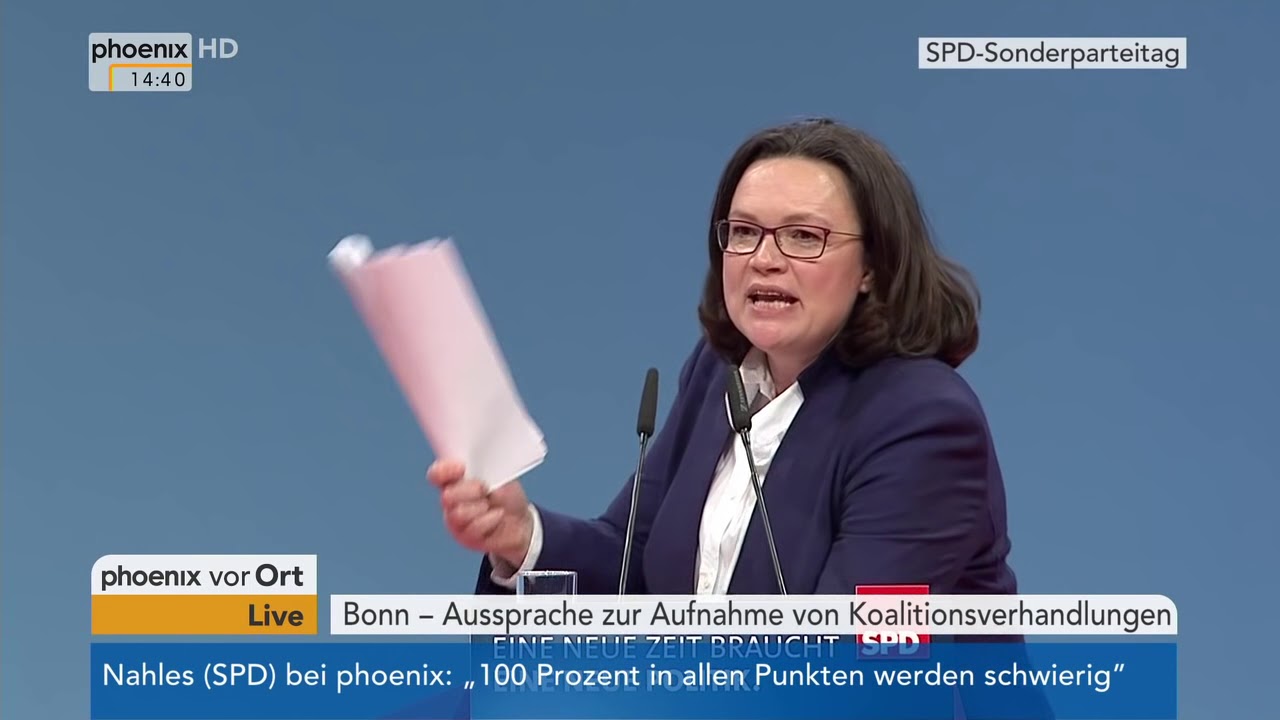 SPD-Bundesparteitag: Rede von Andrea Nahles vom 21.01.2018