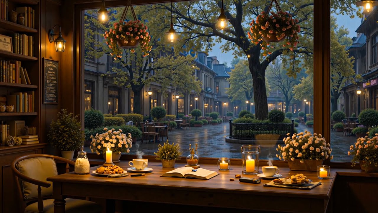 Rainy Café Window Jazz ☕ Cozy European Jazz with Soothing Rain Sounds for Study & Peaceful Moments