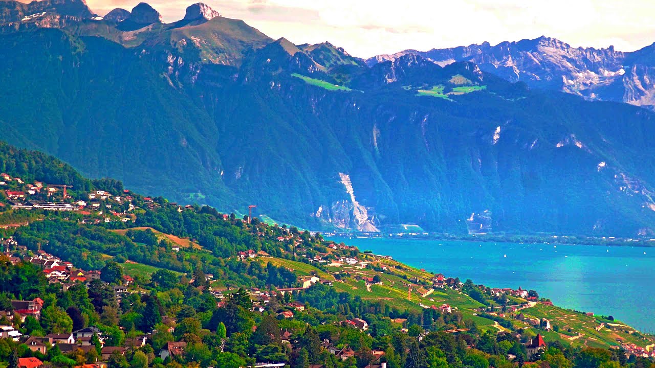 Superbe Panorama 4K: Lavaux (UNESCO), Lac Léman et les Alpes | Relaxing Swiss Riviera #vaud #ривьера