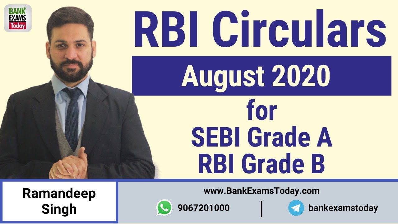 RBI Circulars 2020 for SEBI Grade A 2020