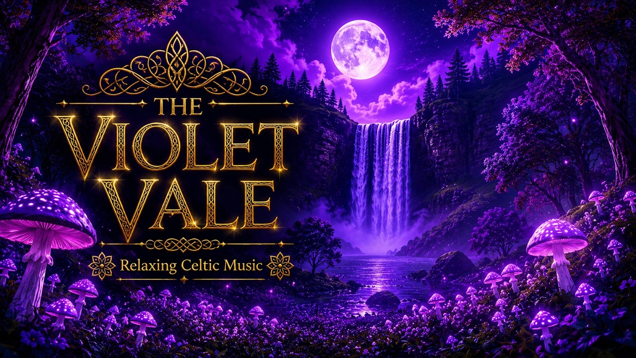 Moonlit Celtic Waterfall 🍃 Peaceful Harp & Flute Relaxation