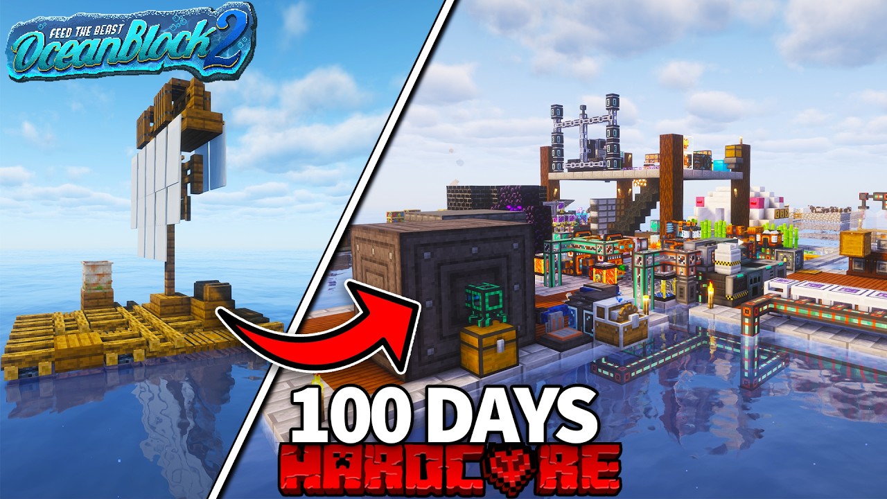 I Survived 100 Days in FTB OCEANBLOCK 2 IN HARDCORE MINECRAFT