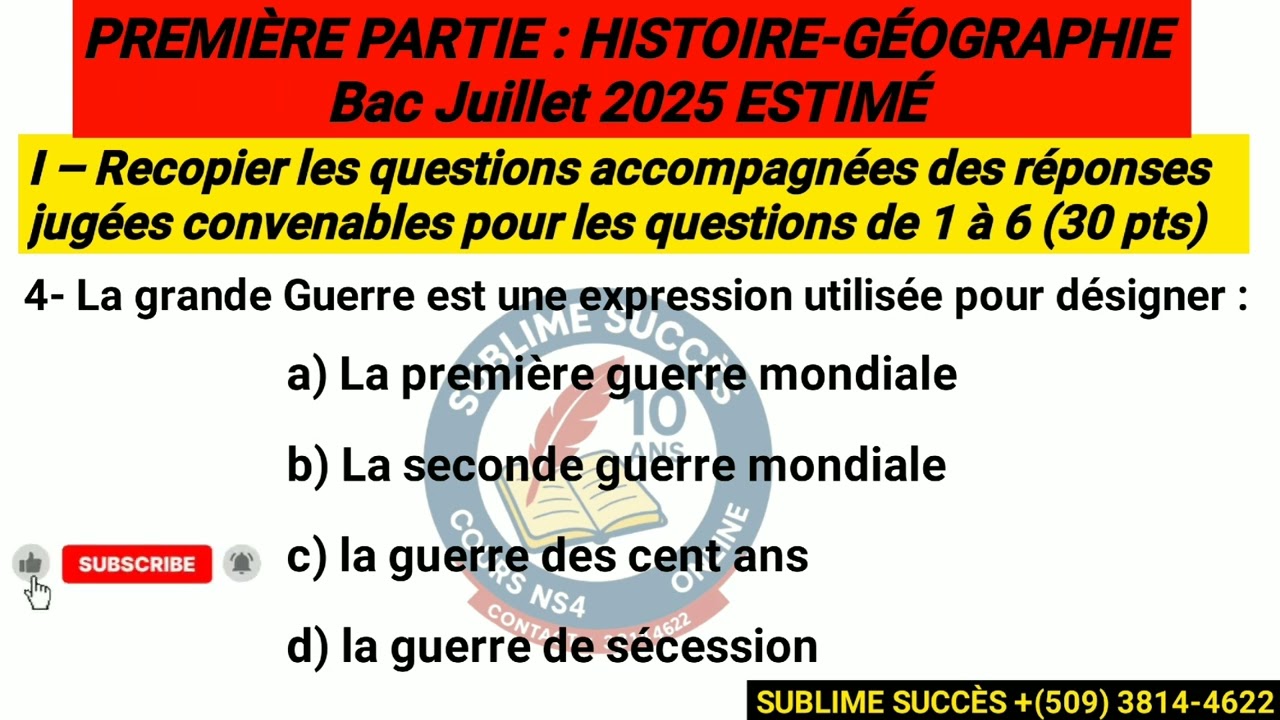 Correction  – Première Partie | Histoire - Géographie – Titre : Estimé | Séries SVT, SMP, SES -2025.