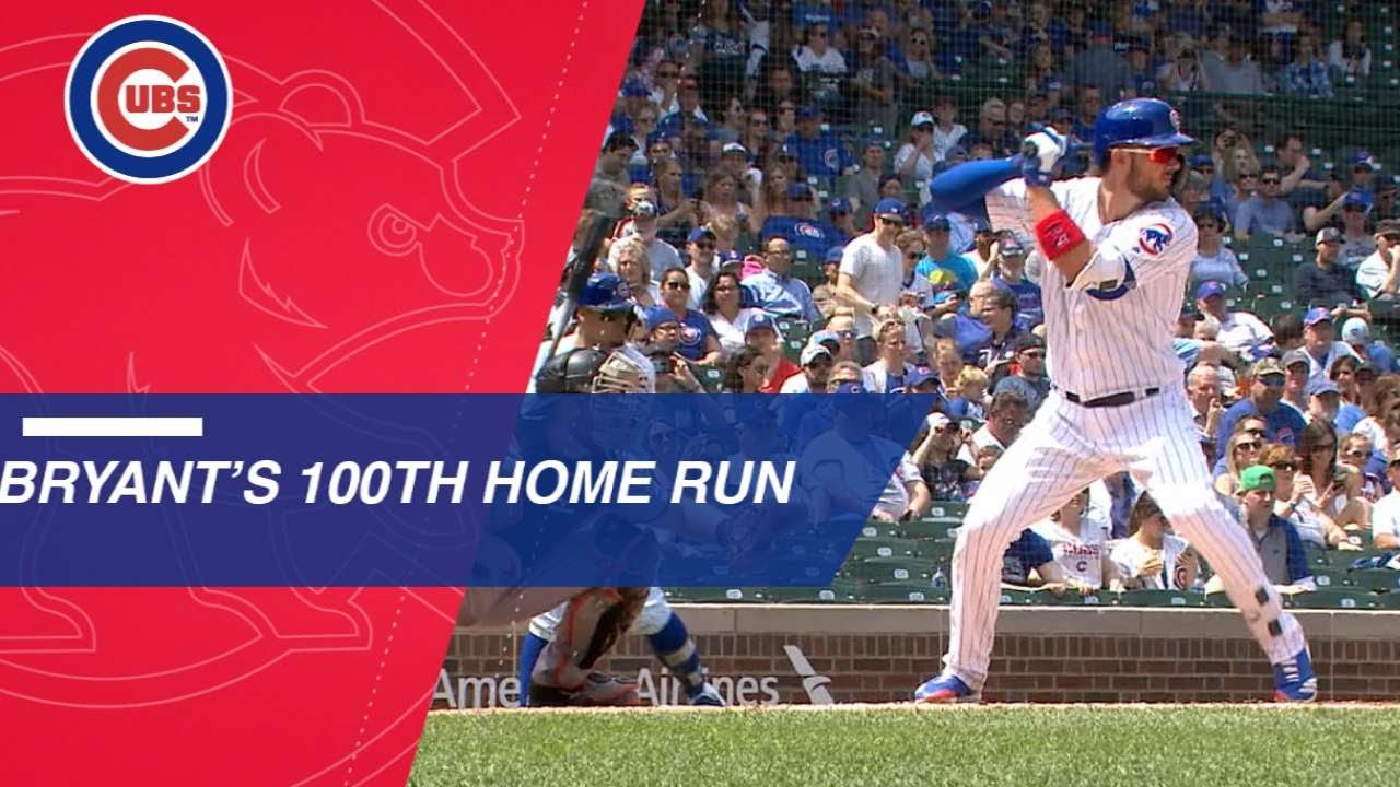Kris Bryant hits his 100th career home run