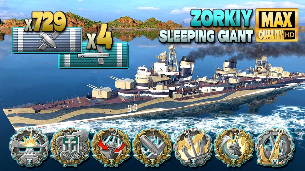 Destroyer Zorkiy: Turnaround on map Sleeping Giant - World of Warships