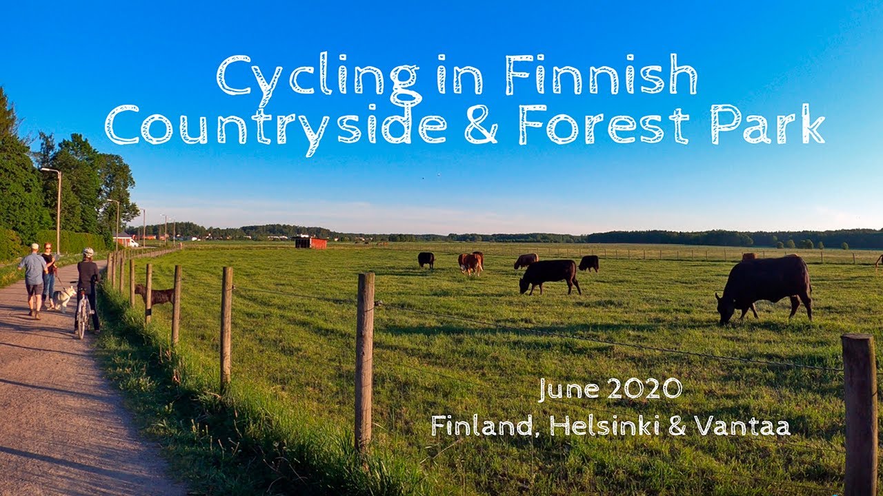 Cycling in Finnish Countryside & Forest Park, June 2020, Finland, Helsinki & Vantaa  [4K]