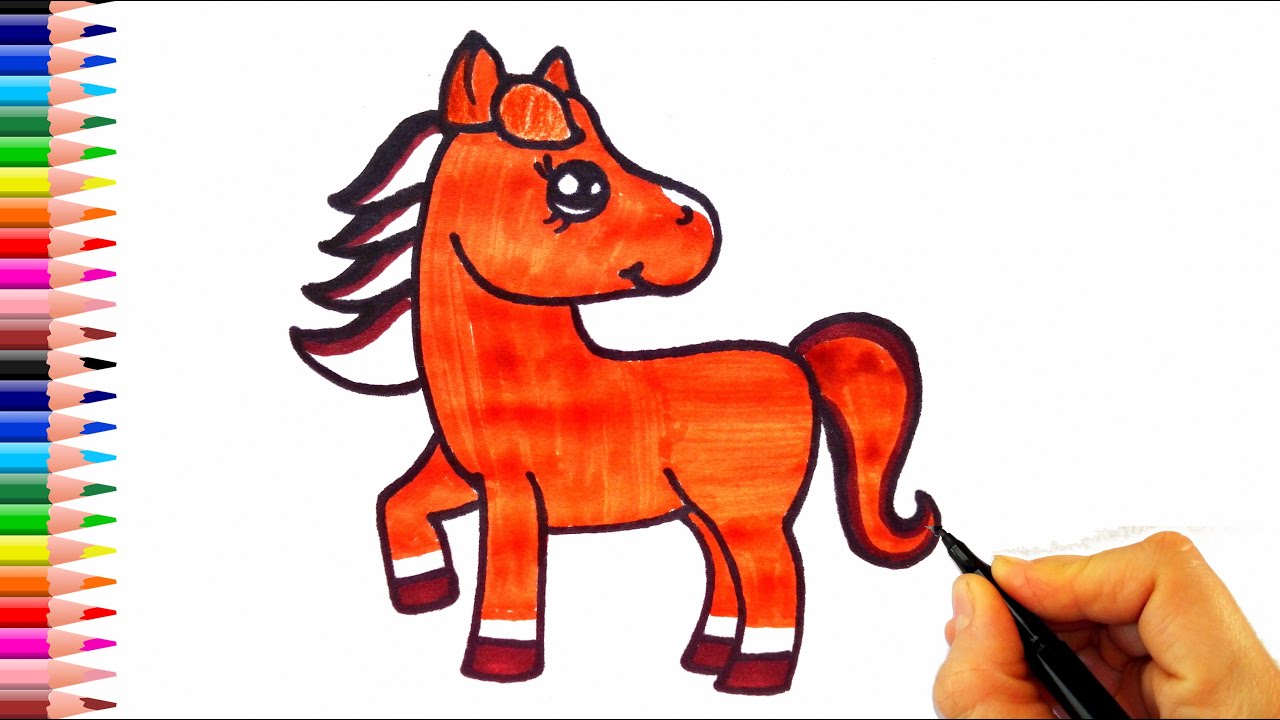 Sevimli At Çizimi - Kolay At Çizimi - Kolay Çizimler - How To Draw a Horse