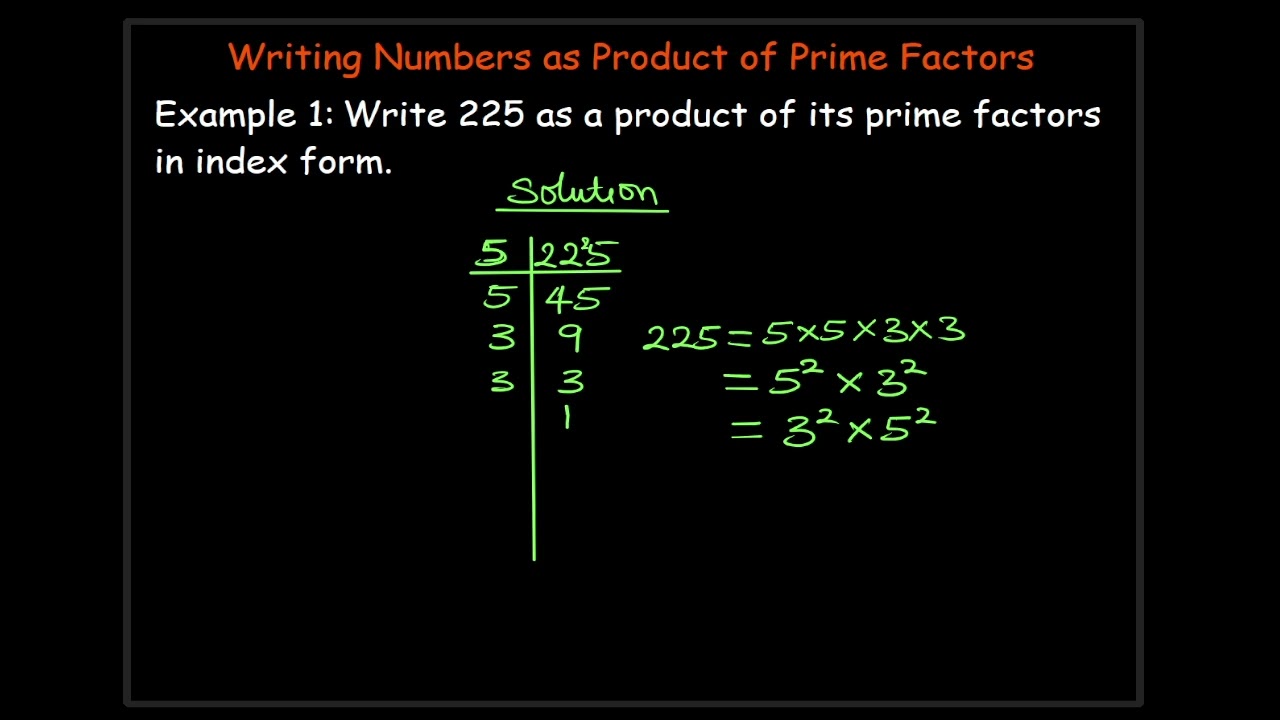 #8 Writing Numbers as Product of Prime Factors in Index Form | Prime Factorization