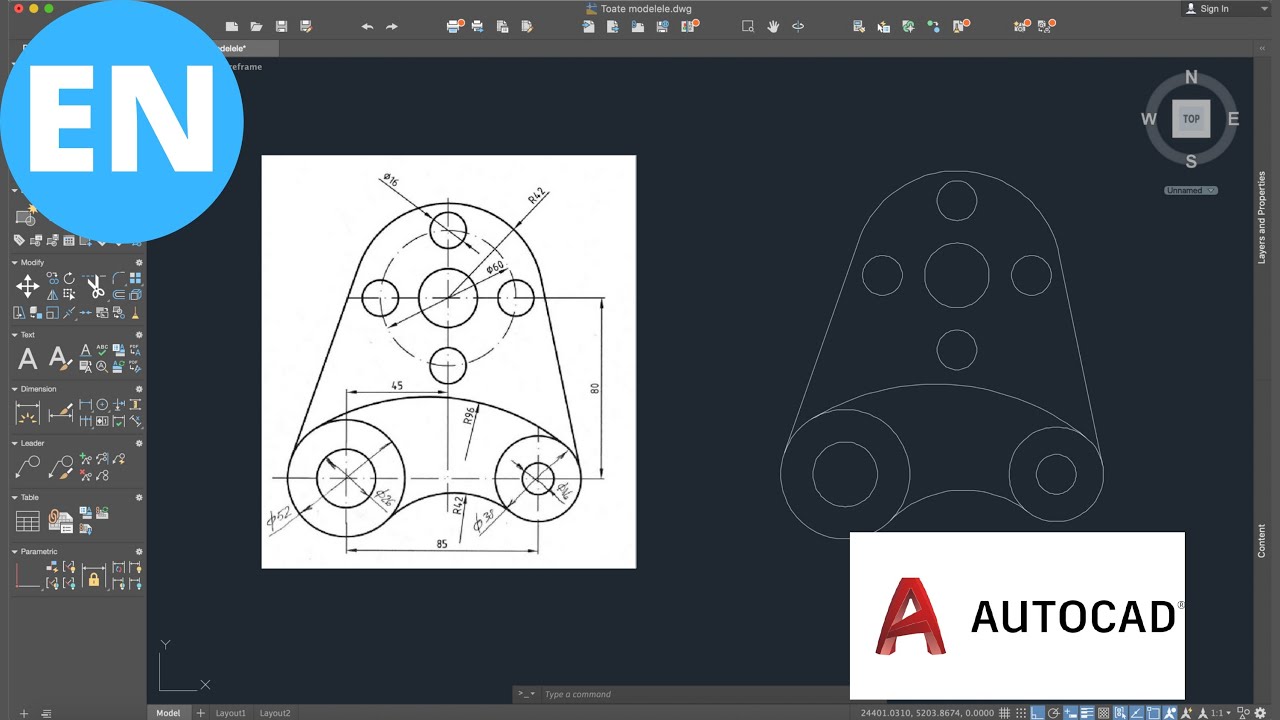 AutoCAD - 2D Tutorial for Beginners - Exercise 10