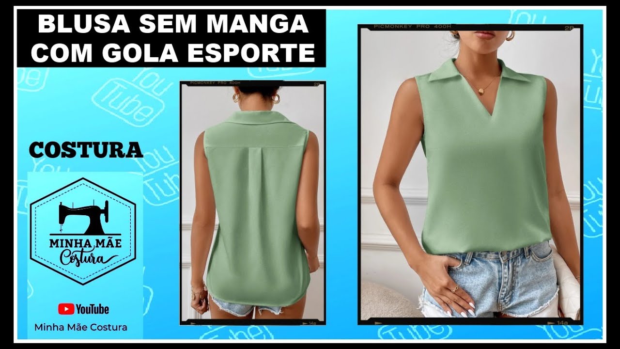 BLUSA SEM MANGA COM GOLA ESPORTE PASSO A PASSO DA COSTURA