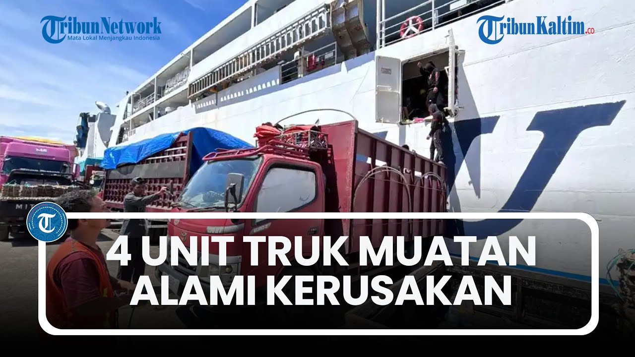 KM Dharma Kartika IX Miring di Pelabuhan Semayang Balikpapan, 4 Truk Logistik Alami Kerusakan