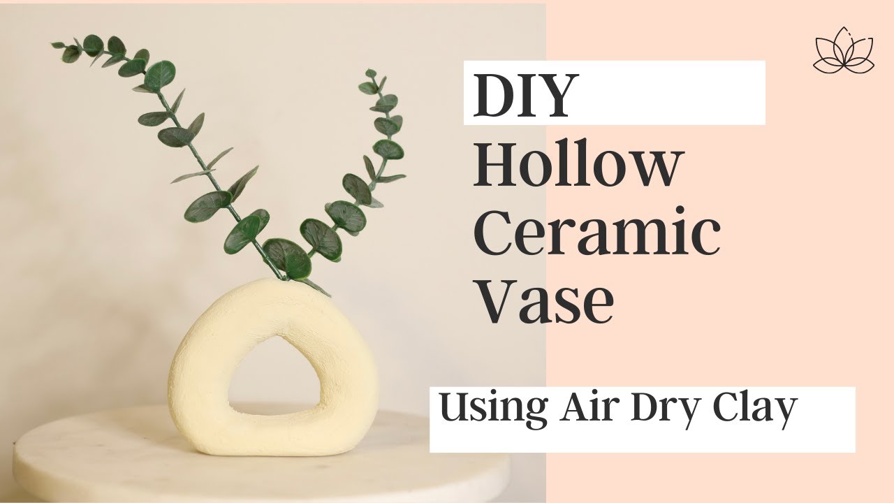 DIY Hollow Ceramic Vase using Air Dry Clay and Baking Soda Painting Technique|  DIY Textured Vase