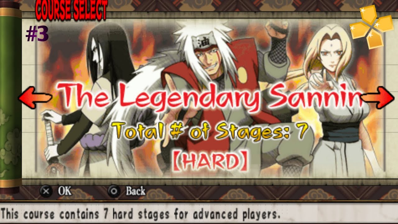 The Legendary Sannin (Hard Mode) | #3 | Naruto: Ultimate Ninja Heroes | Gameplay | Walkthrough | PSP