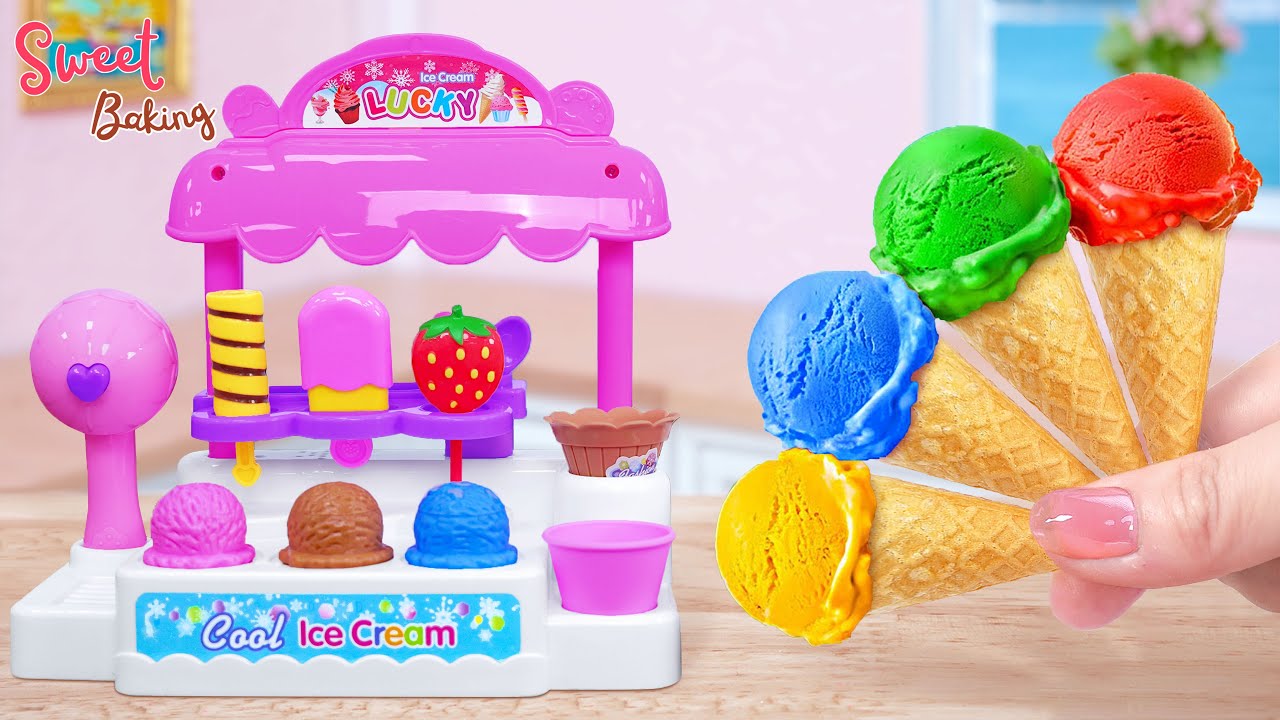 💞Rainbow Ice Cream Recipe💞How To Make Miniature Rainbow Ice Cream Cake Decorating Ideas💞Sweet Baking
