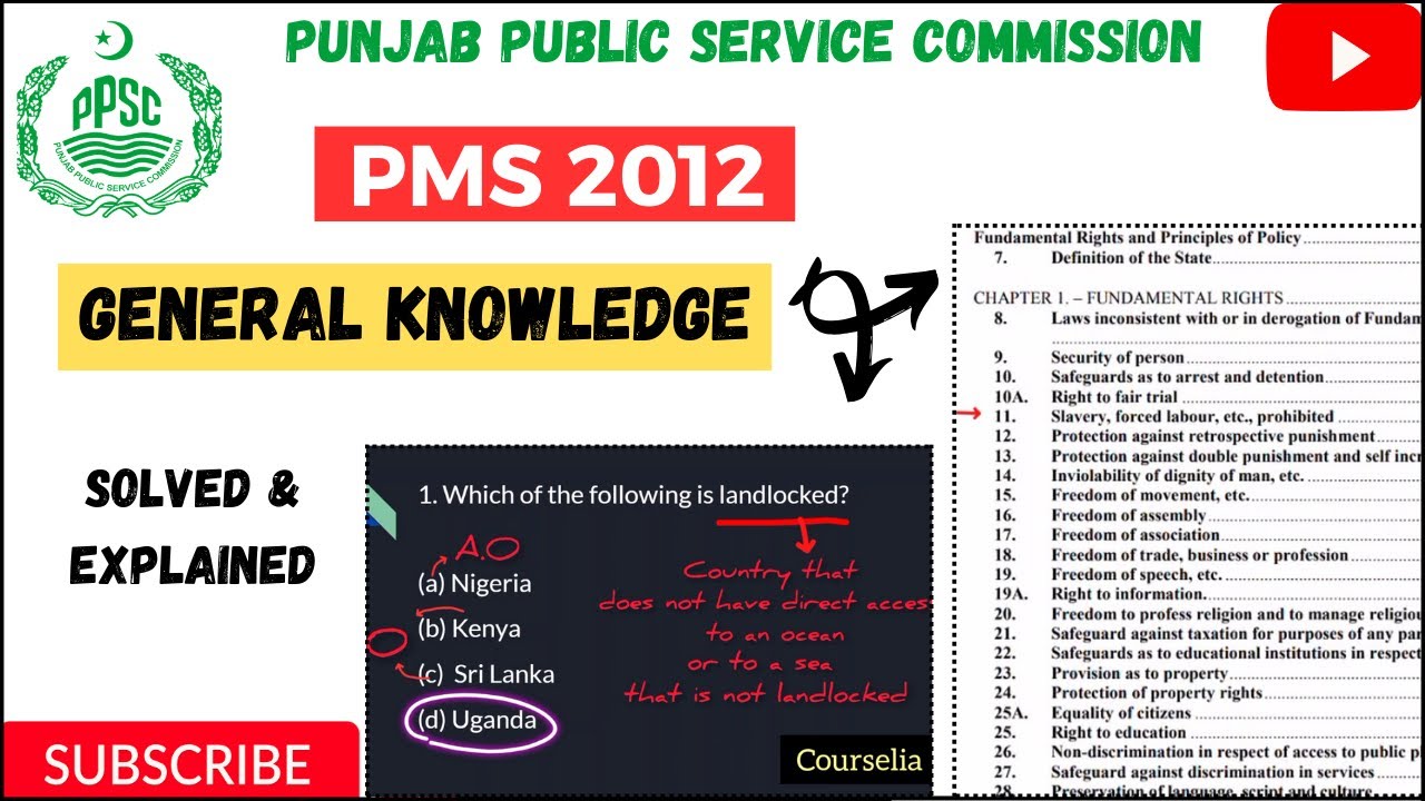 PMS GK Paper 2012 | PMS General Knowledge Past Paper 2012 |Explained with updated data, facts & maps