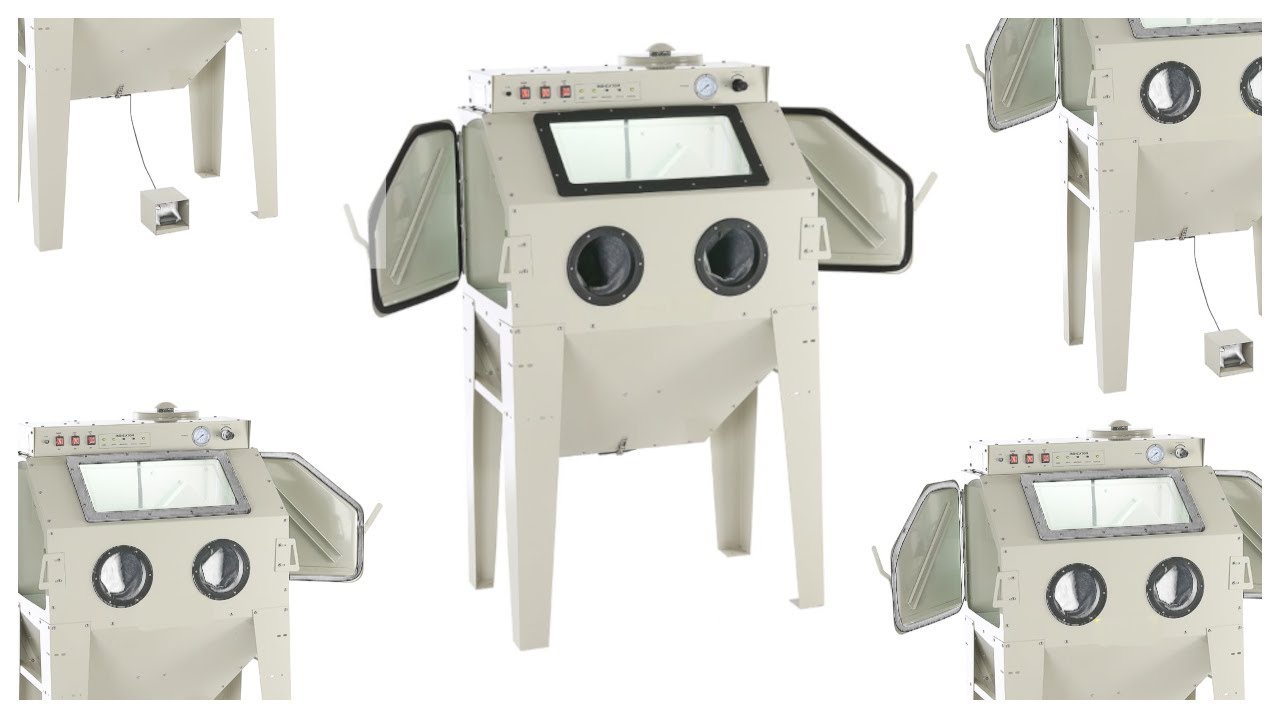 sandblasting cabinet 350L overview - how it works