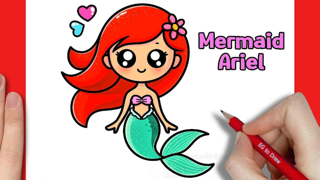 How to draw Mermaid Ariel Easy Step-By-Step | Easy Princess Drawing Tutorial For Kids & Beginners