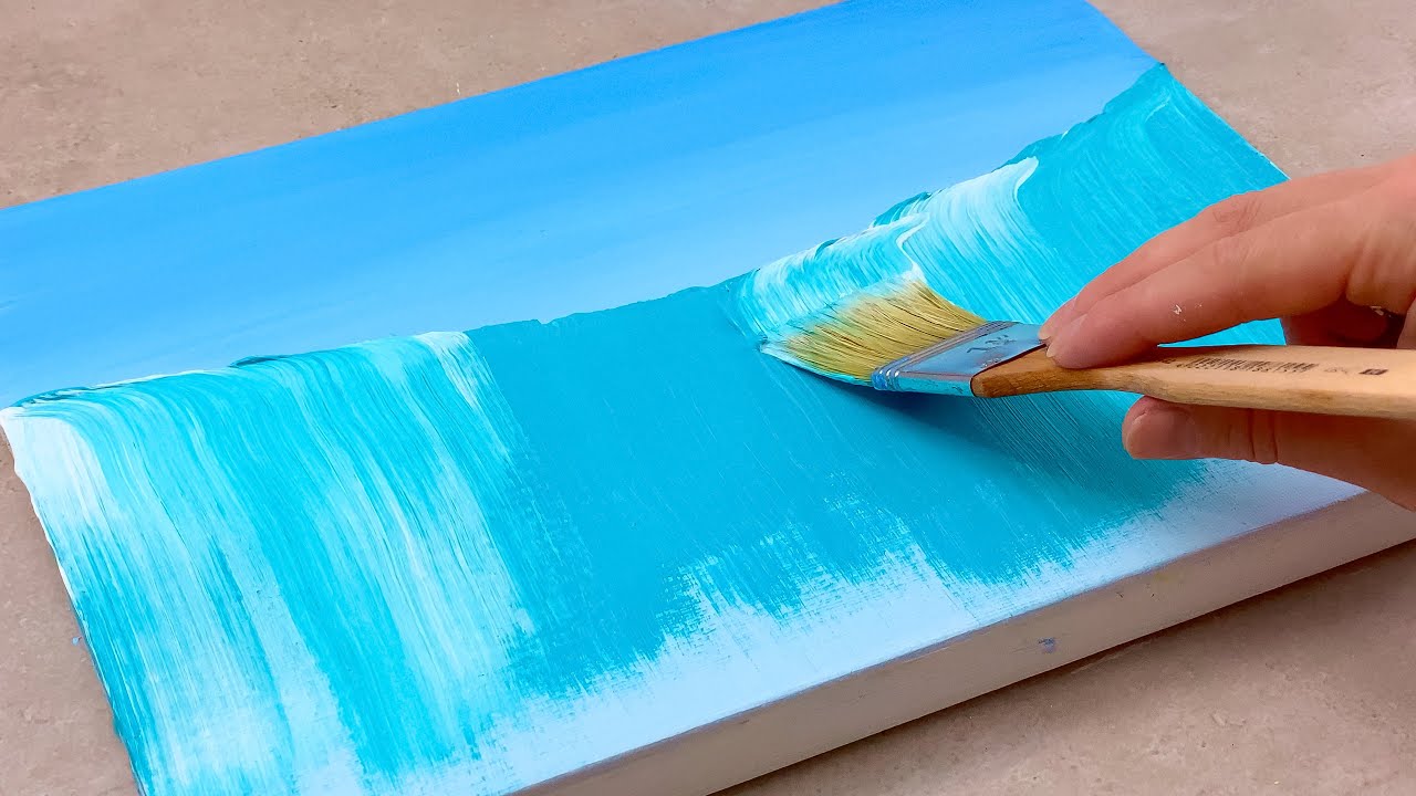 Cómo pintar una cascada fácil paso a paso / Pintura acrílica para principiantes / ASMR satisfactorio