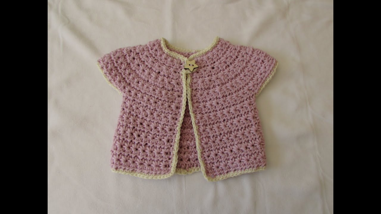 How to crochet a chunky star stitch baby cardigan / sweater / jumper