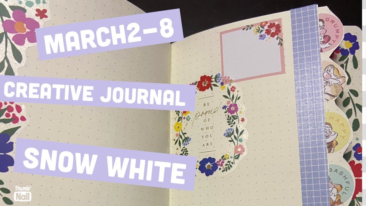 March weekly in my creative journal featuring snow white