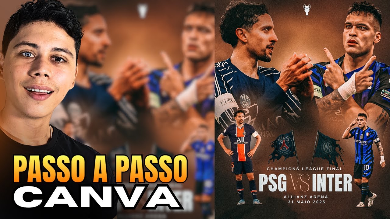 O SEGREDO dos Flyers ESPORTIVOS no CANVA  - FINAL Liga dos Campeões  (Tutorial Completo!)