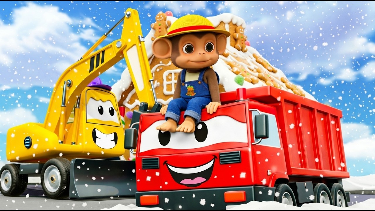 Construction Team Builds a Winter House for a Cute Monkey | Excavator & Dump Truck Construction