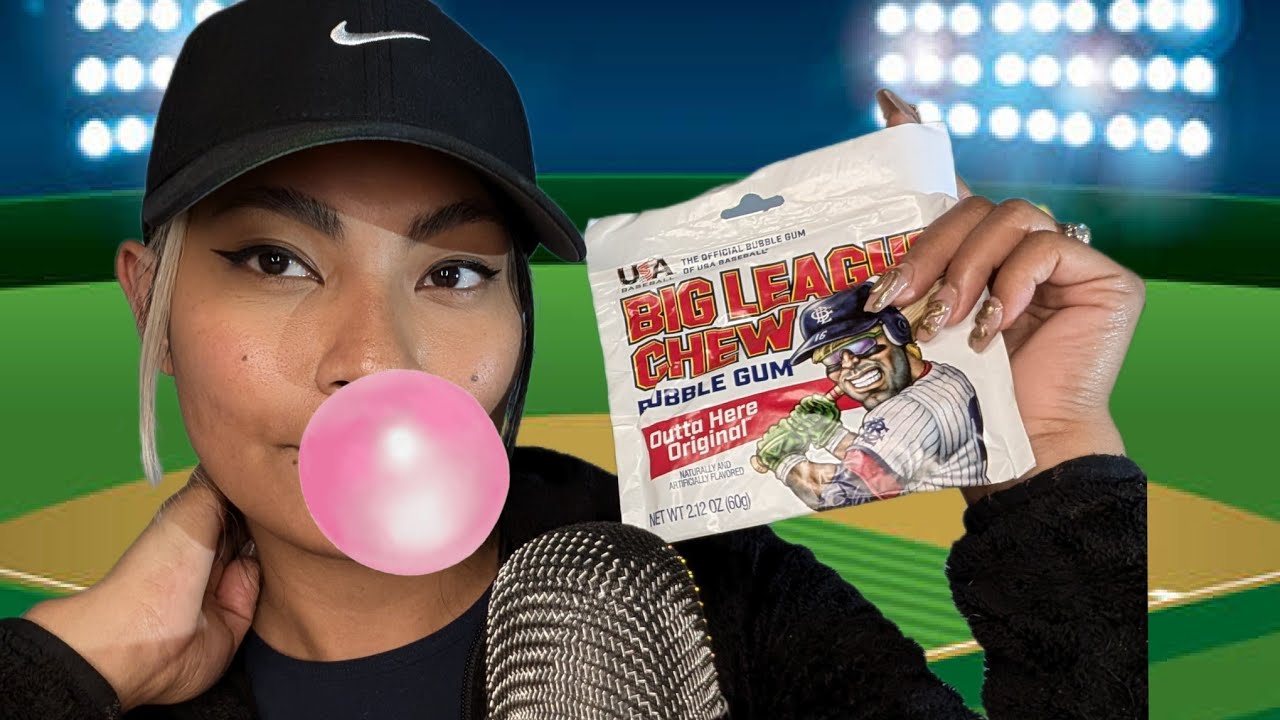 ASMR Big League Chew Original Bubblegum , Intense Chewing Gum Sounds