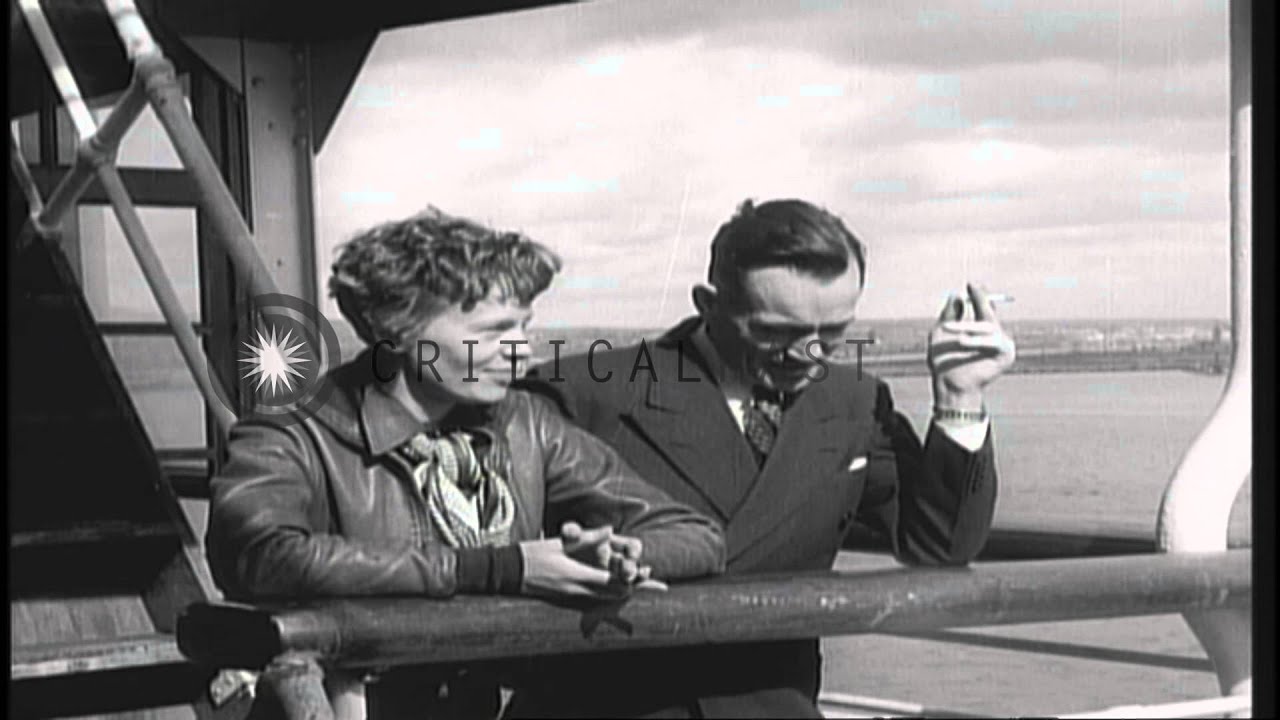 Amelia Earhart Putnam and Fred Noonan return to U.S. aboard SS Malolo, after take...HD Stock Footage