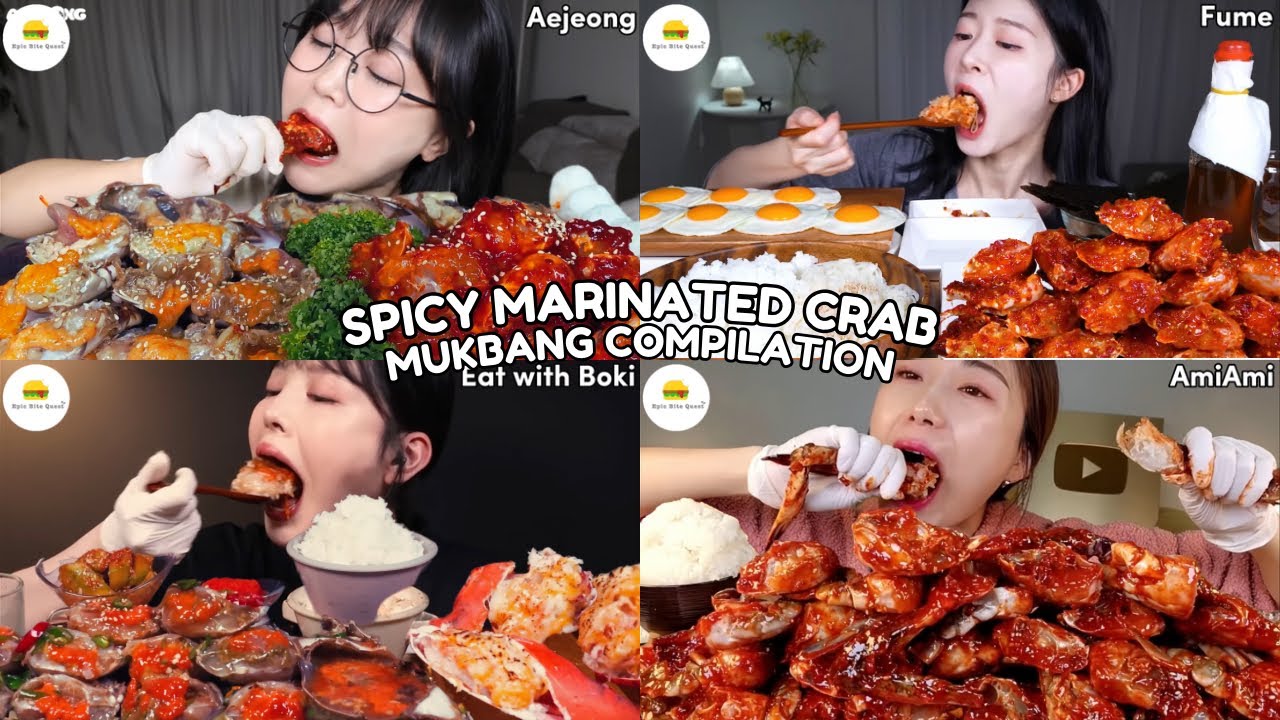 ASMR | SPICY MARINATED CRAB MUKBANG COMPILATION |