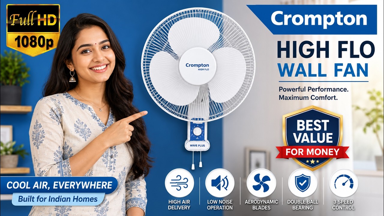 Настенный вентилятор Crompton High Flo Waveplus | Настенный вентилятор Crompton | Лучший настенны...