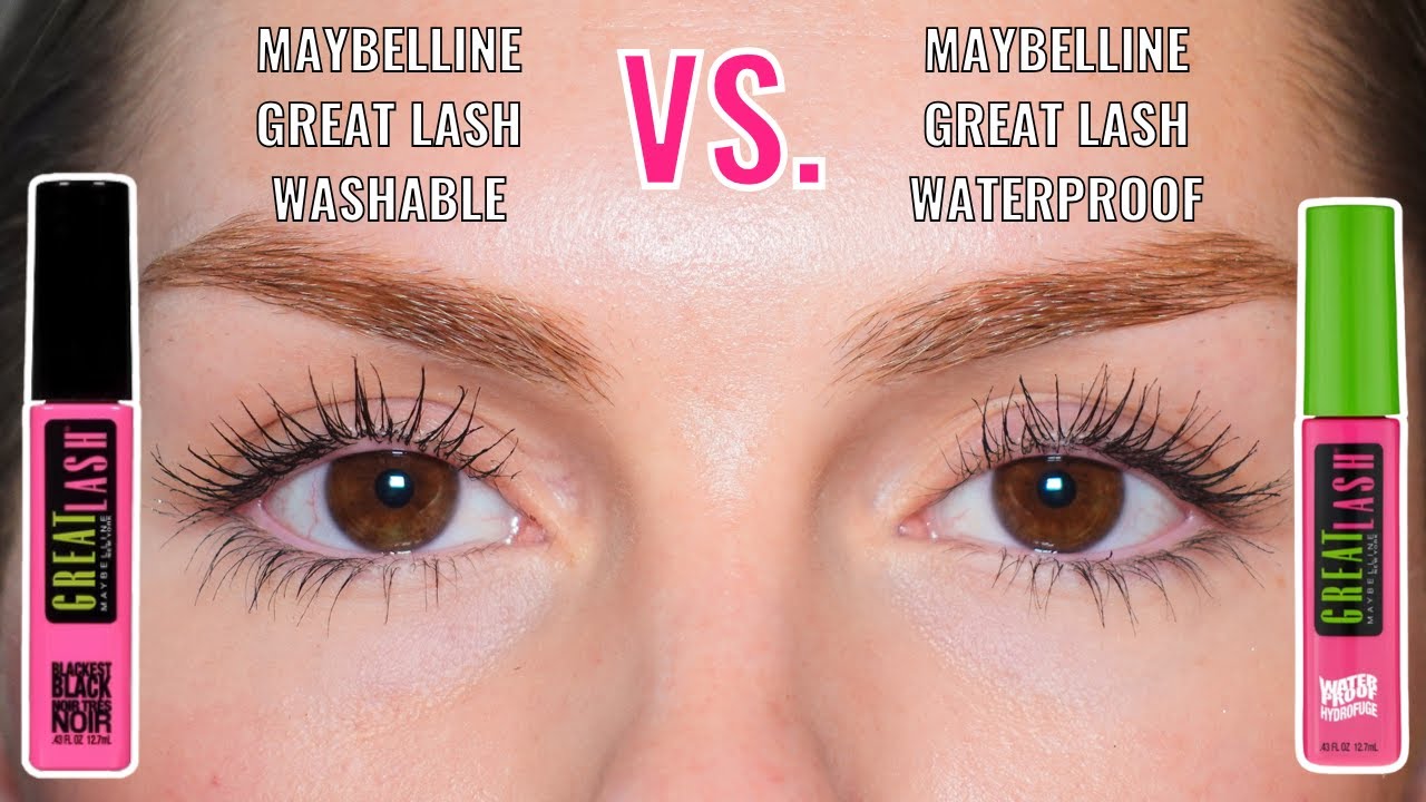 MAYBELLINE GREAT LASH VOLUMIZING MASCARA: WASHABLE VS WATERPROOF 8-HOUR WEAR TEST REVIEW