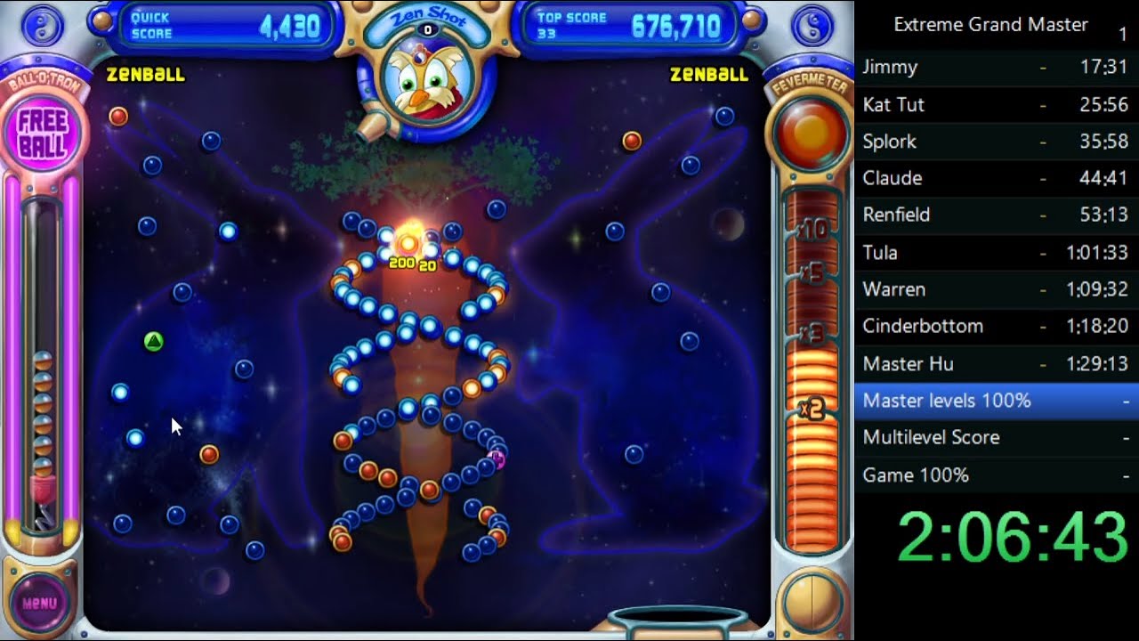 Peggle 100% (Extreme Grand Master) in 6:56:13
