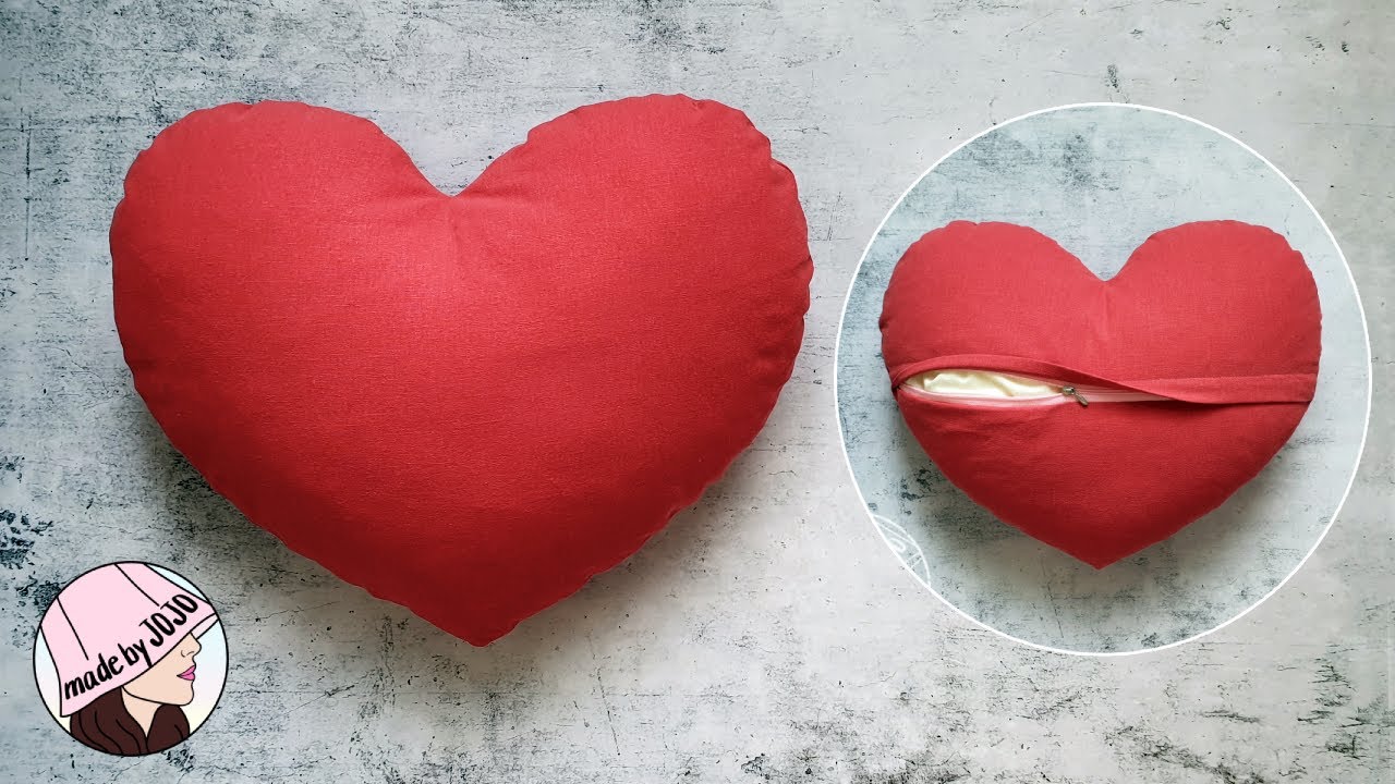 How to Make a Heart Cushion Cover with Coil Zipper l PDF Patterns for Sewing l Gift Idea