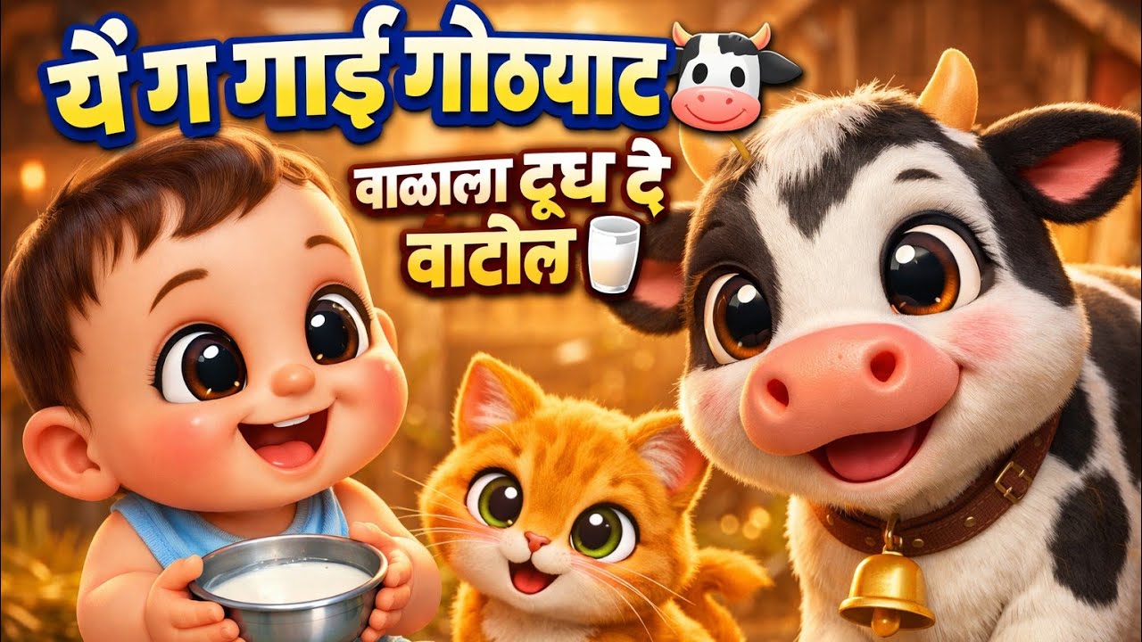 ये ग गायी गोठ्यात 🐄 | बाळाला दूध दे वाटीत 🥛 | ye g gai gothyat balala dudh de vatit| Marathi Balgeet