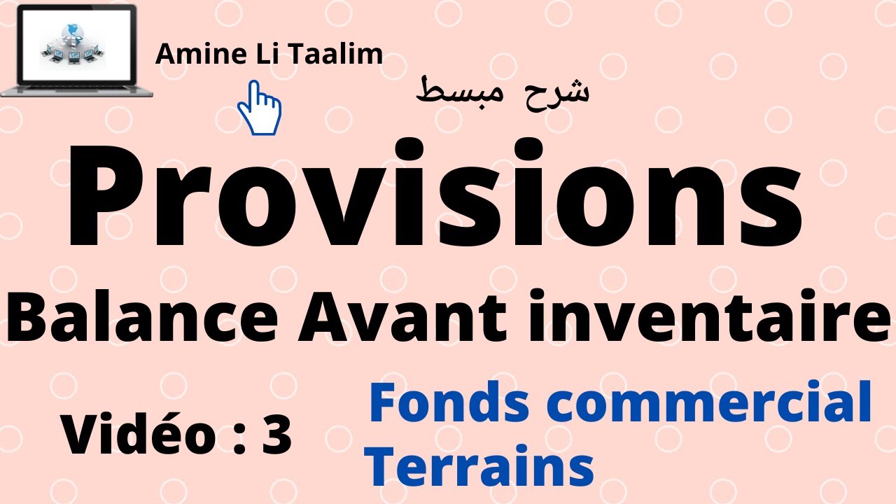 Provision : Balance Avant Inventaire (Immobilisations Non Amortissables)
