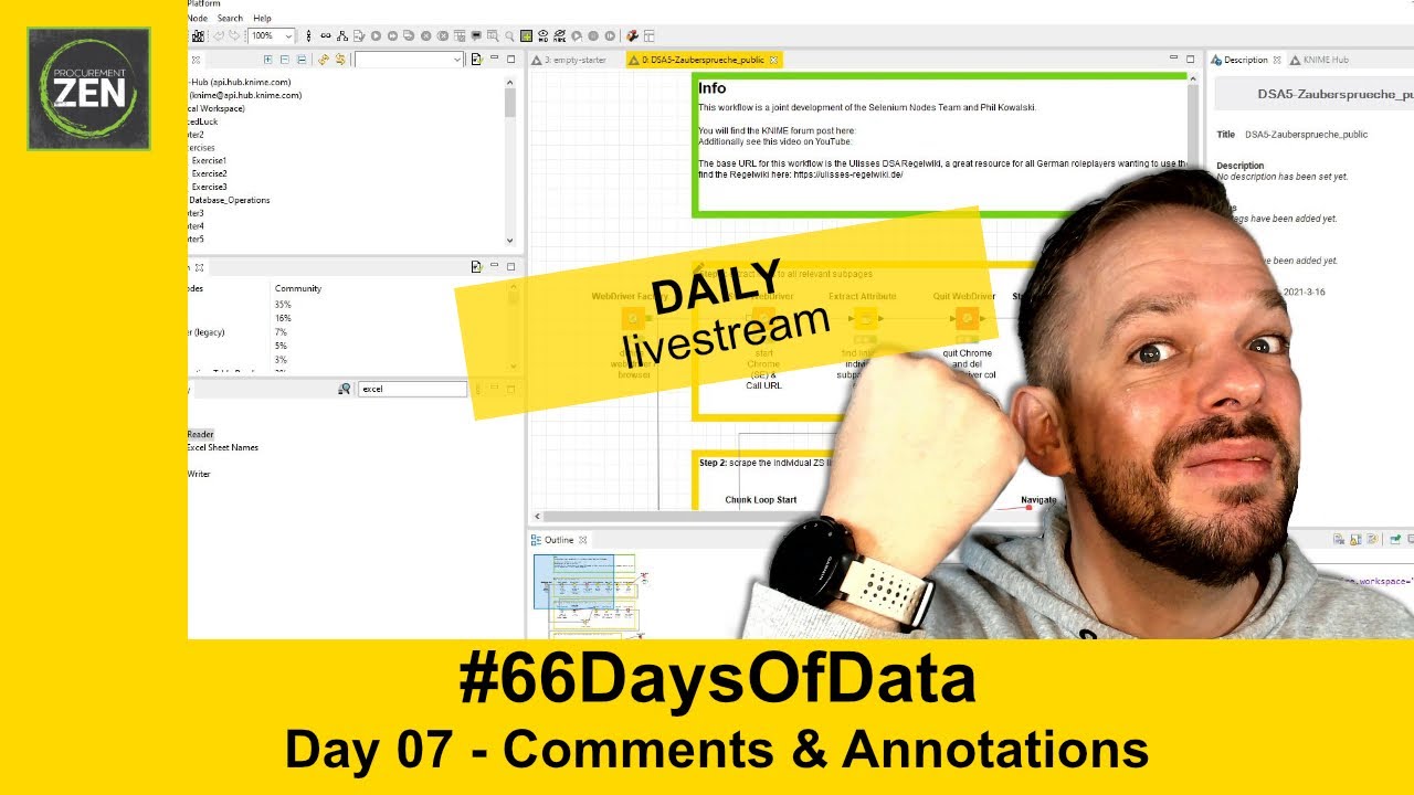 KNIME comments & annotations - day 7 - 66 days of data with KNIME