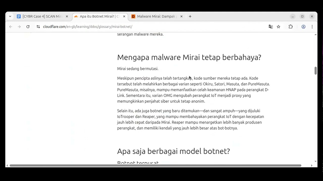 [CYBR Case 4] SCAN Mirai Variant User Agent Inbound