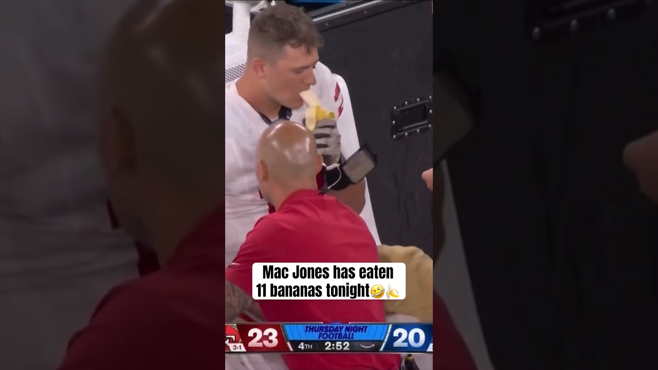 Mac Jones Goes Viral After Eating 11 Bananas During TNF!🤣🍌 #nflnews #MacJones #NFL