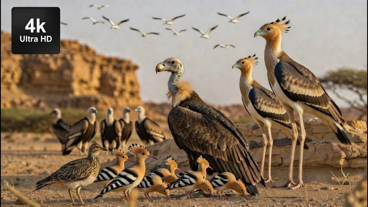 Relax in the Sahara Desert: Desert Lark, Greater Hoopoe-Lark, Desert Sparrow (Cute Moments)