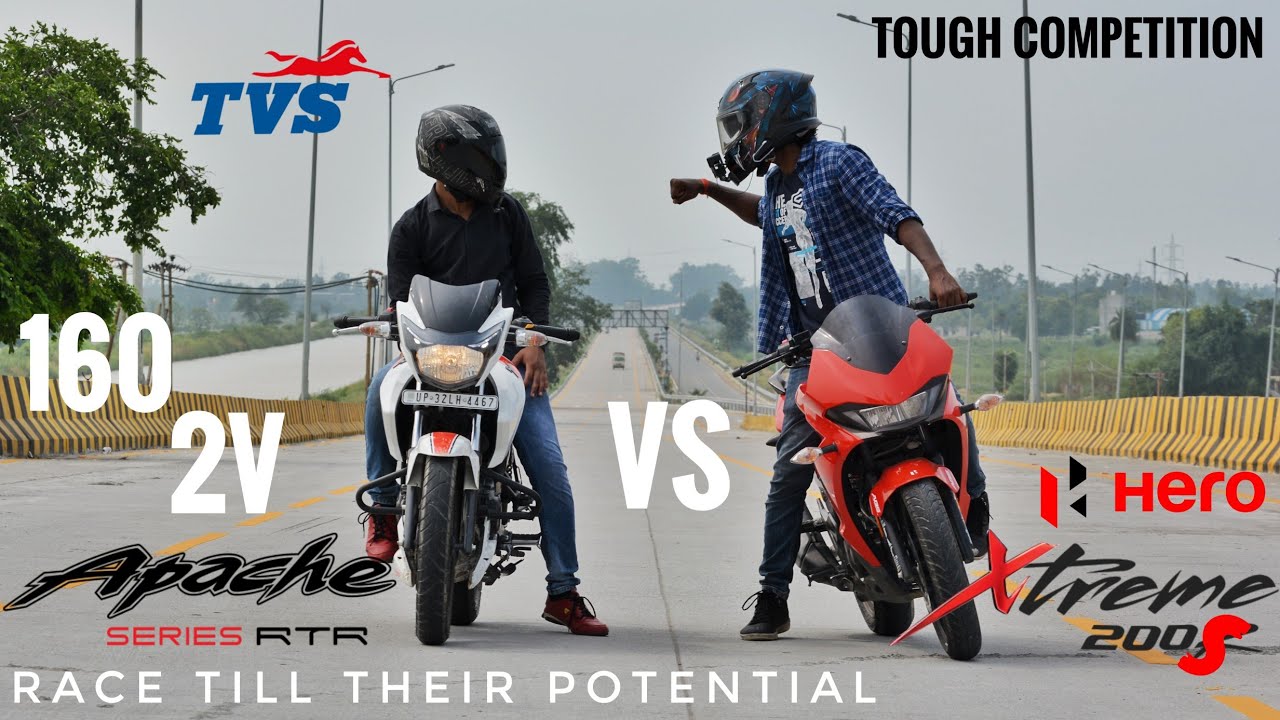 Hero Xtreme 200S Vs Tvs Apache RTR 160 2V | Race Till Their Potential | Tough Competition