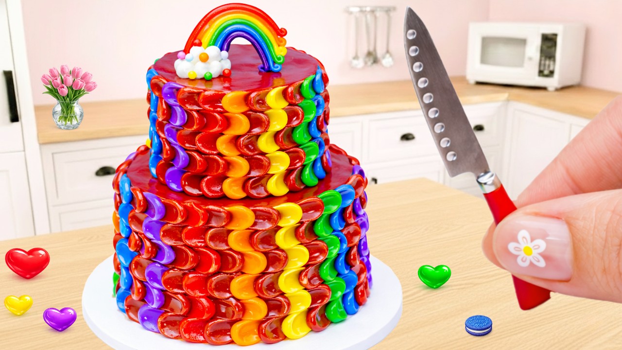 Мини-торт «Радуга» 🌈 Увлекательный мастер-класс по украшению шоколадного торта – Мини-выпечка | П...