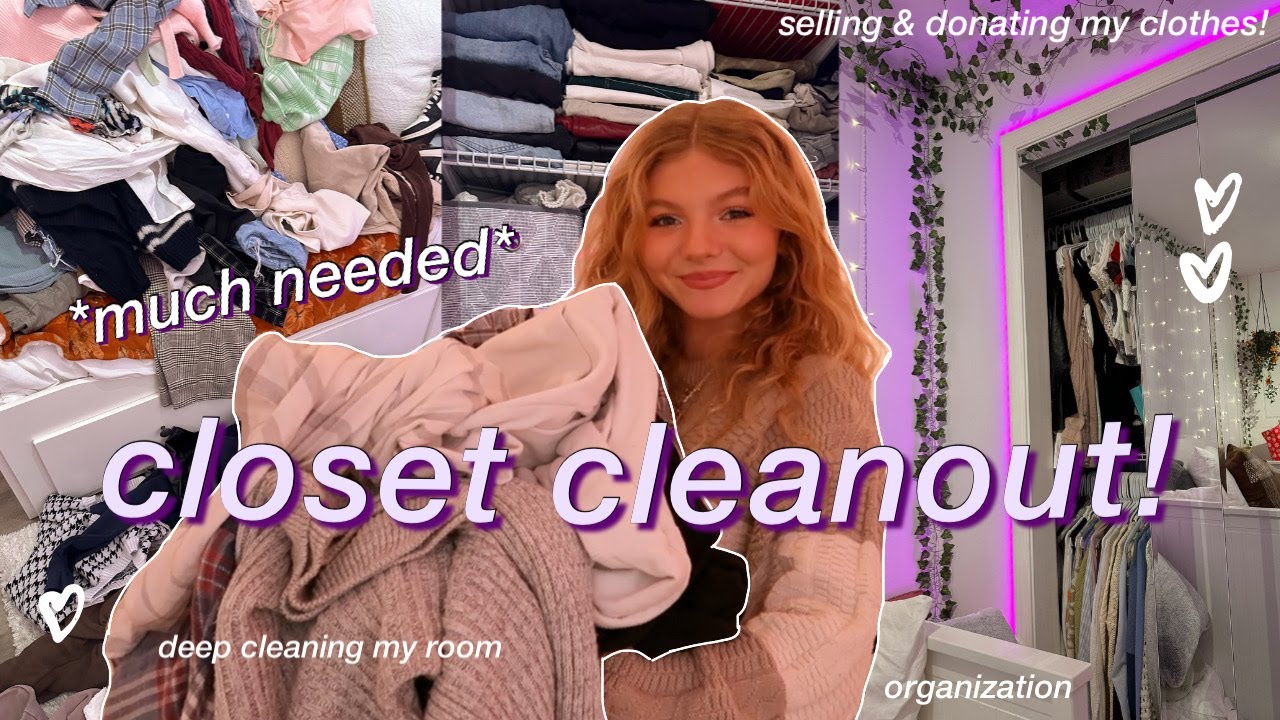 EXTREME CLOSET CLEANOUT!! deep cleaning, selling & donating my clothes, organizing my closet!