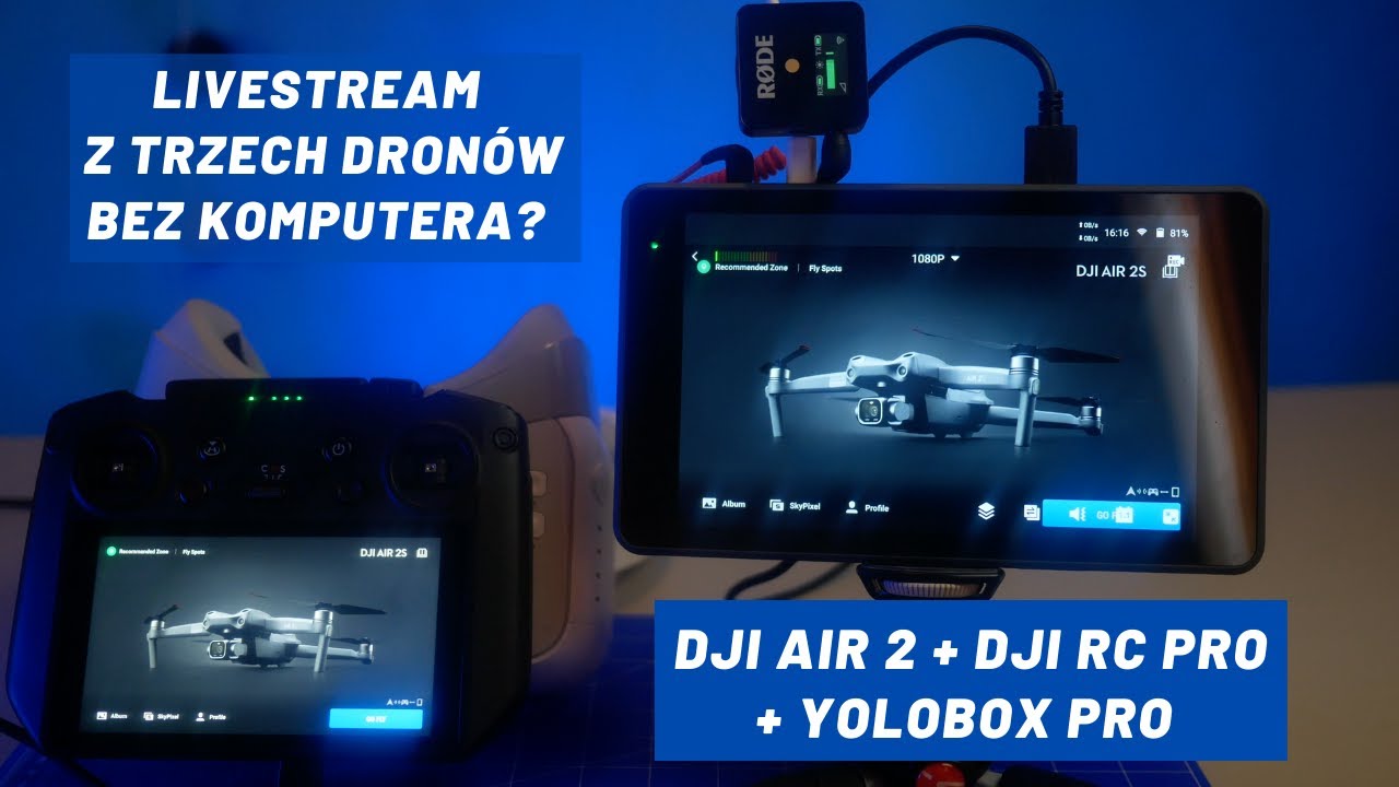 DJI Air 2S + DJI RC Pro + YoloBox PRO - transmisja LIVE nawet z trzech dron&oacute;w jednocześnie