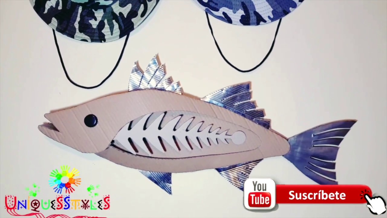 DIY- manualidad con carton y latas de aluminio - como hacer pez de carton-  tutorial