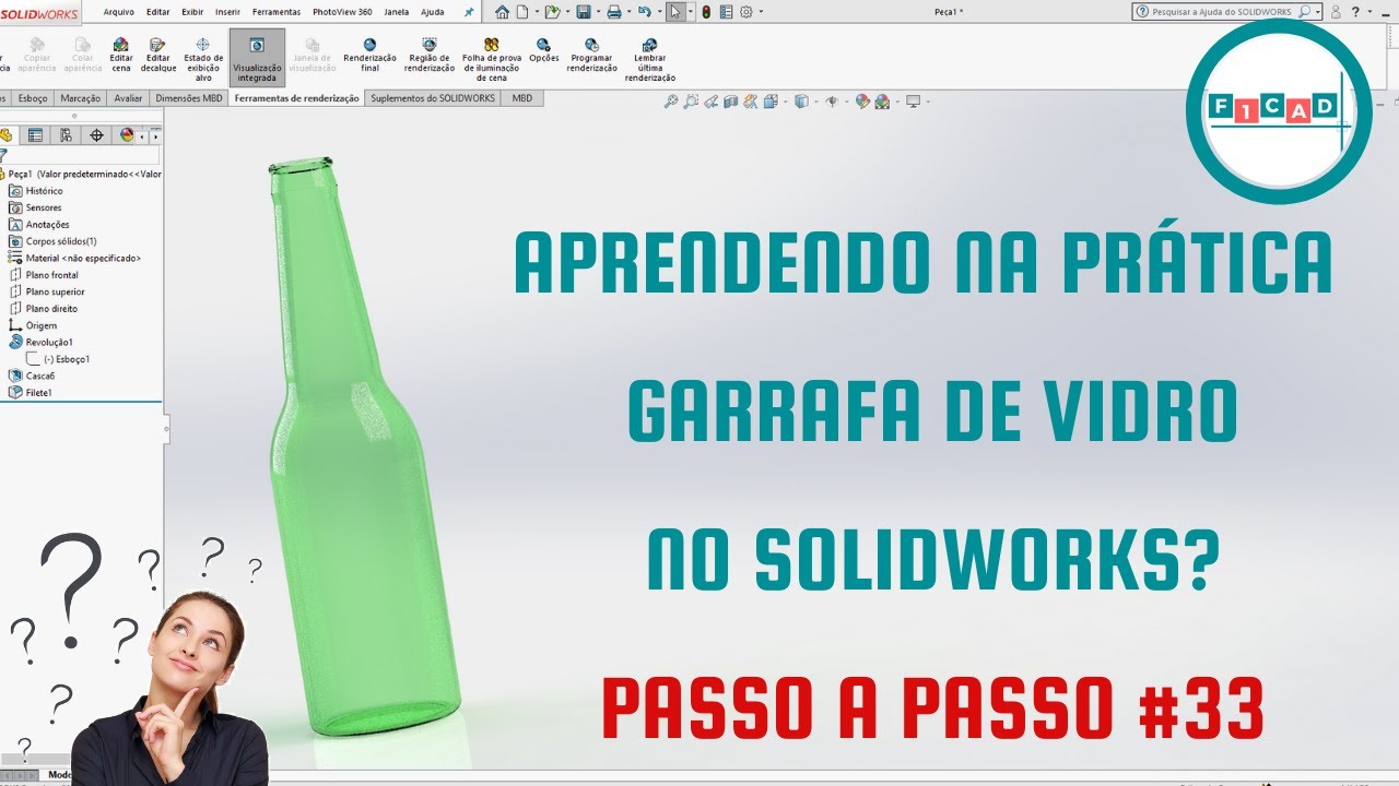 Tutorial Solidworks #33 - Aprendendo na prática Garrafa de Vidro