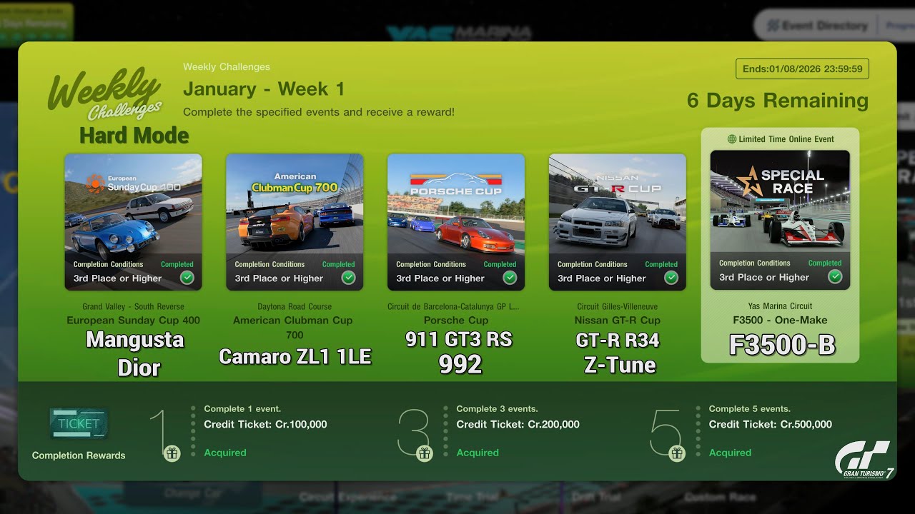 Gran Turismo 7 | Weekly Challenges New Year 2026 January WK.1 - F3500-1-Make & Credits [PS5Pro]